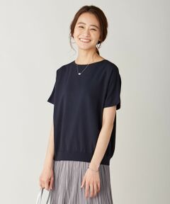 【UVカット・洗える】Functional Cotton Blend 袖レース ニット