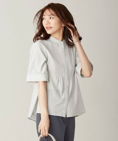 J.PRESS / ジェイプレス シャツ・ブラウス | 【接触冷感・洗える】コットンストライプスタンドネック ブラウス