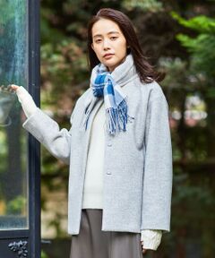 【WEB限定・洗える】WOOLLET ノーカラー ショートコート