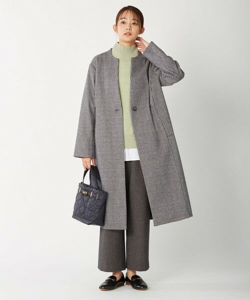 J.PRESS / ジェイプレス カットソー | 【洗える】WOOLLET ノーカラー 千鳥柄 ロングコート | 詳細2