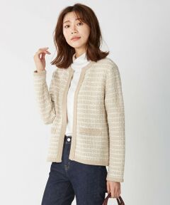 【洗える・抗菌防臭】TWEED KNIT カーディガン