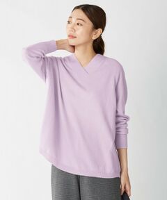 【洗える】PURE CASHMERE Vネック ニット