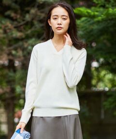 【洗える】CASHMERE BLEND Vネック ニット