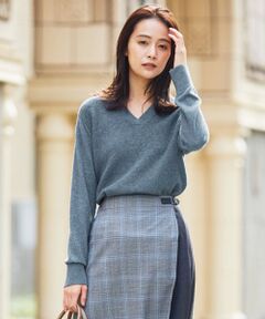 【洗える】CASHMERE BLEND Vネック ニット