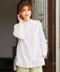 J.PRESS / ジェイプレス シャツ・ブラウス | 【洗える】コットンナイロンドビーストレッチ バンドカラー ブラウス