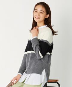 【洗える】CASHMERE BLEND カラーブロック ニット