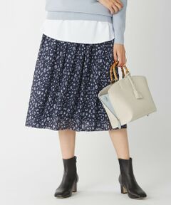 J.PRESS / ジェイプレス ミニ・ひざ丈スカート | 【洗える】フラワープリント スカート