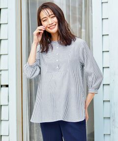 J.PRESS / ジェイプレス シャツ・ブラウス | 【洗える・接触冷感】C/アセＶＩＳストライプ チュニック ブラウス