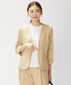 J.PRESS / ジェイプレス ノーカラージャケット | 【洗える・UVケア・速乾】OXIJEWELストレッチ ノーカラー ジャケット