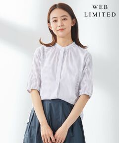 J.PRESS / ジェイプレス シャツ・ブラウス | 【WEB限定カラーあり・洗える】コットンドビーボイルストライプ バンドカラー ブラウス