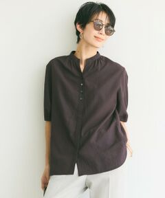 J.PRESS / ジェイプレス シャツ・ブラウス | 【洗える】バイカラーギンガムタンブラー スタンドカラー ブラウス