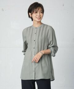 J.PRESS / ジェイプレス シャツ・ブラウス | 【洗える】セルロースポプリン バンドカラー ブラウス