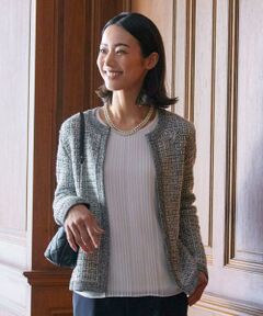 【洗える】TWEED KNIT カーディガン