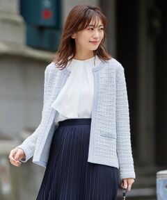 【洗える】TWEED KNIT カーディガン