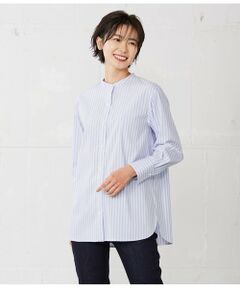 J.PRESS / ジェイプレス シャツ・ブラウス | 【洗える】ストライプ バンドカラー ブラウス
