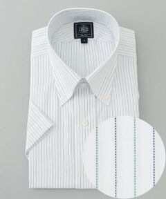 【EXTRA COMFORT / 形態安定・ストレッチ・抗菌防臭・速乾】ピンオックス オルタネートストライプ 半袖シャツ/B.D.