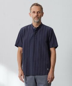 【HYBRID LINEN】ドビーストライプ バンドカラーラガーシャツ