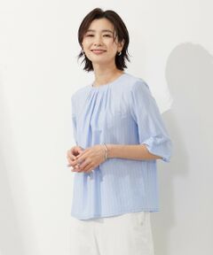 【イージーケア】 STRIPE JERSEY ボリュームスリーブ カットソー