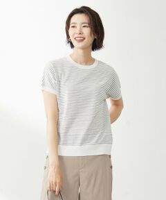 J.PRESS / ジェイプレス ニット・セーター | 【洗える・抗菌防臭】コットンアセテート ボーダー ドルマン ニット