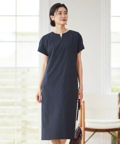 J.PRESS / ジェイプレス ロング・マキシ丈ワンピース | 【洗える・イージーケア】ソフトタイプライター フレンチスリーブ ワンピース