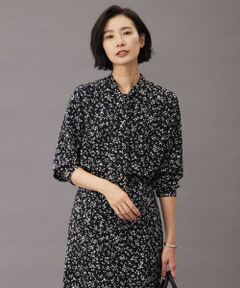 J.PRESS / ジェイプレス シャツ・ブラウス | 【洗える】ピーチサテン フラワープリント ボウタイ ブラウス