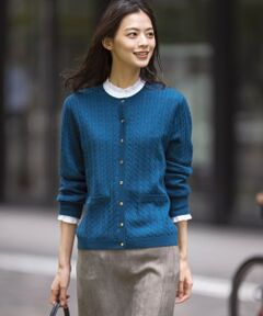 【洗える】KNIT BASIC クルーネック カーディガン