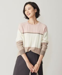 【洗える】WOOL BLEND AIR カラーブロック ニット