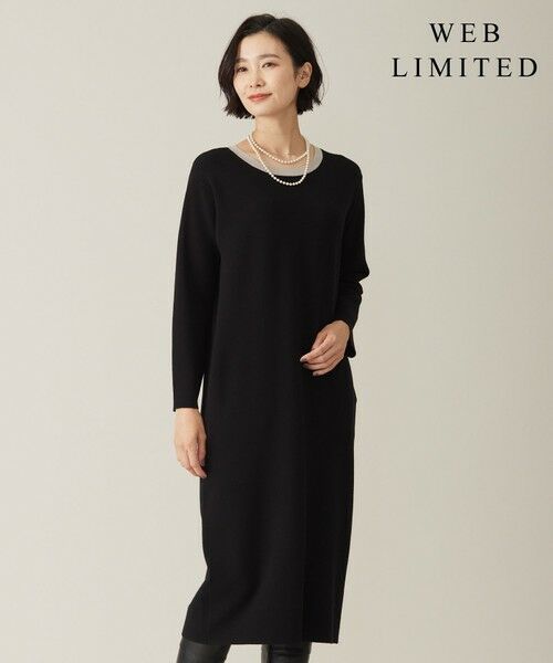 【WEB限定カラーあり・洗える】TRIM RAYON STRETCH ニット ワンピース