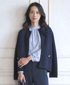 【WEB限定カラーあり・洗える】TWEED ニット ジャケット