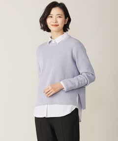 【WEB限定カラーあり・洗える】CLEAR COTTON BLEND サイドスリット ニット