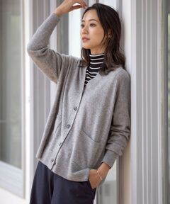 【洗える】CASHMERE BLEND Vネック カーディガン