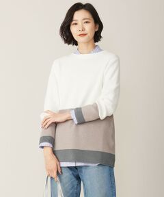 【洗える】CLEAR COTTON BLEND カラーブロック ニット