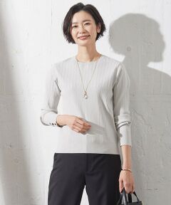 【洗える】RAYON STRETCH PLAIN クルーネック ニット