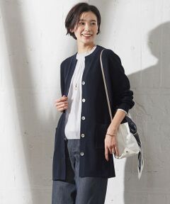 【洗える】ORGANIC GASS COTTON キーネック カーディガン