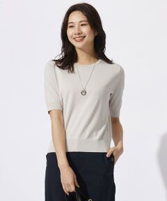 【洗える】BASIC HT-COTTON クルーネック ニット