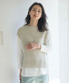 【洗える】LINEN COTTON ニット ベスト