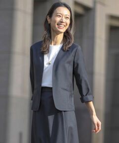 J.PRESS / ジェイプレス ノーカラージャケット | 【セットアップ対応・洗える・UVケア・速乾】 OXIJEWELストレッチ ノーカラー ジャケット