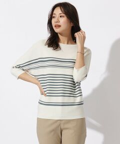 【WEB限定カラーあり・洗える】LINKS DOLMAN ホールガーメント ランダムボーダー ニット