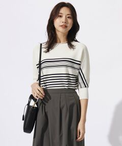 【WEB限定カラーあり・洗える】LINKS DOLMAN ホールガーメント ランダムボーダー ニット