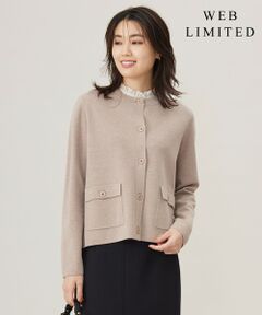 【WEB限定・洗える】WORSTED WOOL クルーネック カーディガン