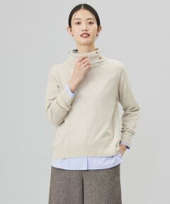 【洗える】SOFT TOUCH WOOL リブ切り替え ニット