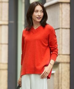 【洗える】CASHMERE BLEND Vネック プルオーバーニット