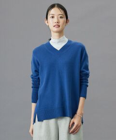 【洗える】CASHMERE BLEND Vネック プルオーバーニット