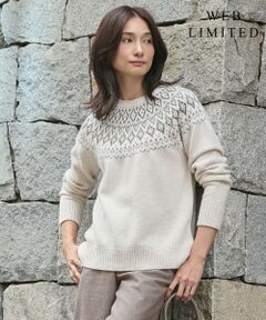 【WEB限定カラーあり・洗える】FAIR ISLE ラウンドネック ニット