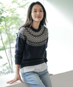 【WEB限定カラーあり・洗える】FAIR ISLE ラウンドネック ニット