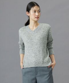 【洗える】WARMY LUREX Vネック ニット