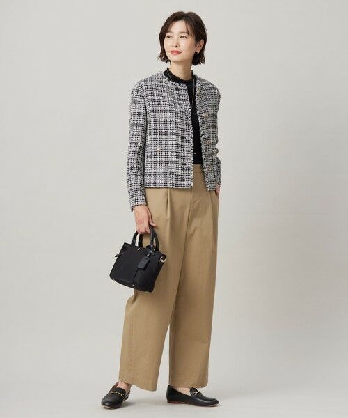 ファビアナフィリッピ ツイード ノーカラージャケット モニーレ レザー セレモニー】オケージョンツイードジャケット（ノーカラー