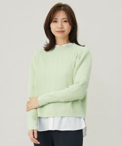 【洗える】CLEAR COTTON BLEND ボトルネック ニット