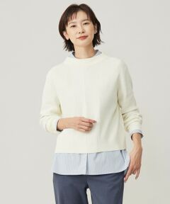 【洗える】CLEAR COTTON BLEND ボトルネック ニット