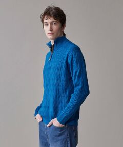 J.PRESS / ジェイプレス ニット・セーター | ギマコットン ケーブルハーフジップ ニット